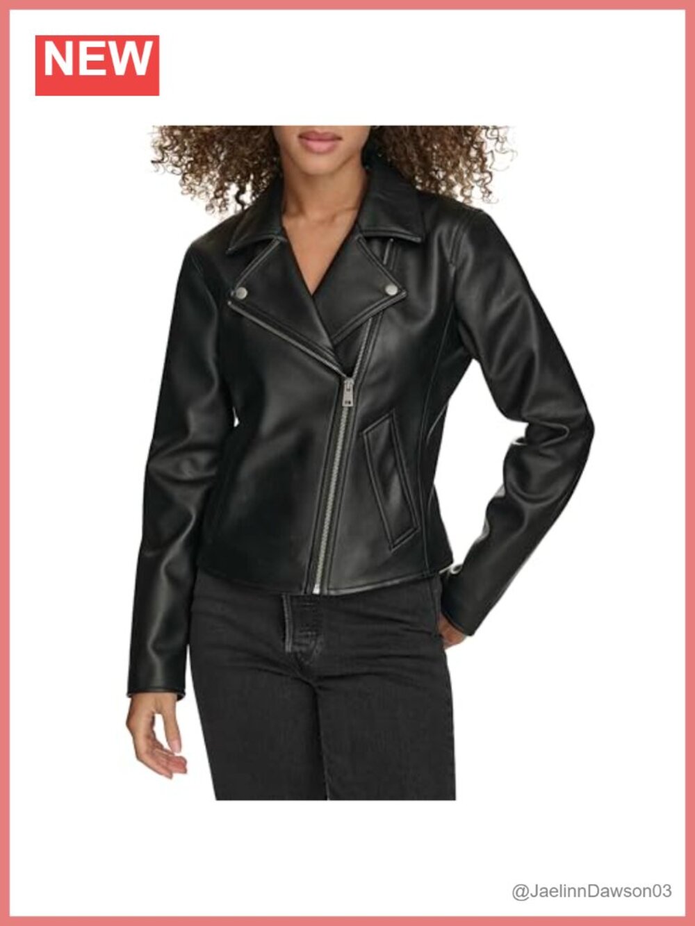 Women's Faux Leather Moto Jacket with Welt Pockets